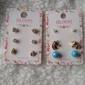 Six Pair Dainty Assortment Stud Earrings